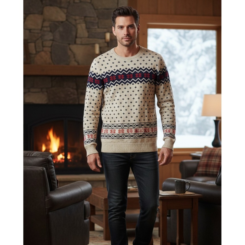 NEW On The Byas S Men's Sweater Fair Isle Nordic Pullover Rustic Preppy Cabin